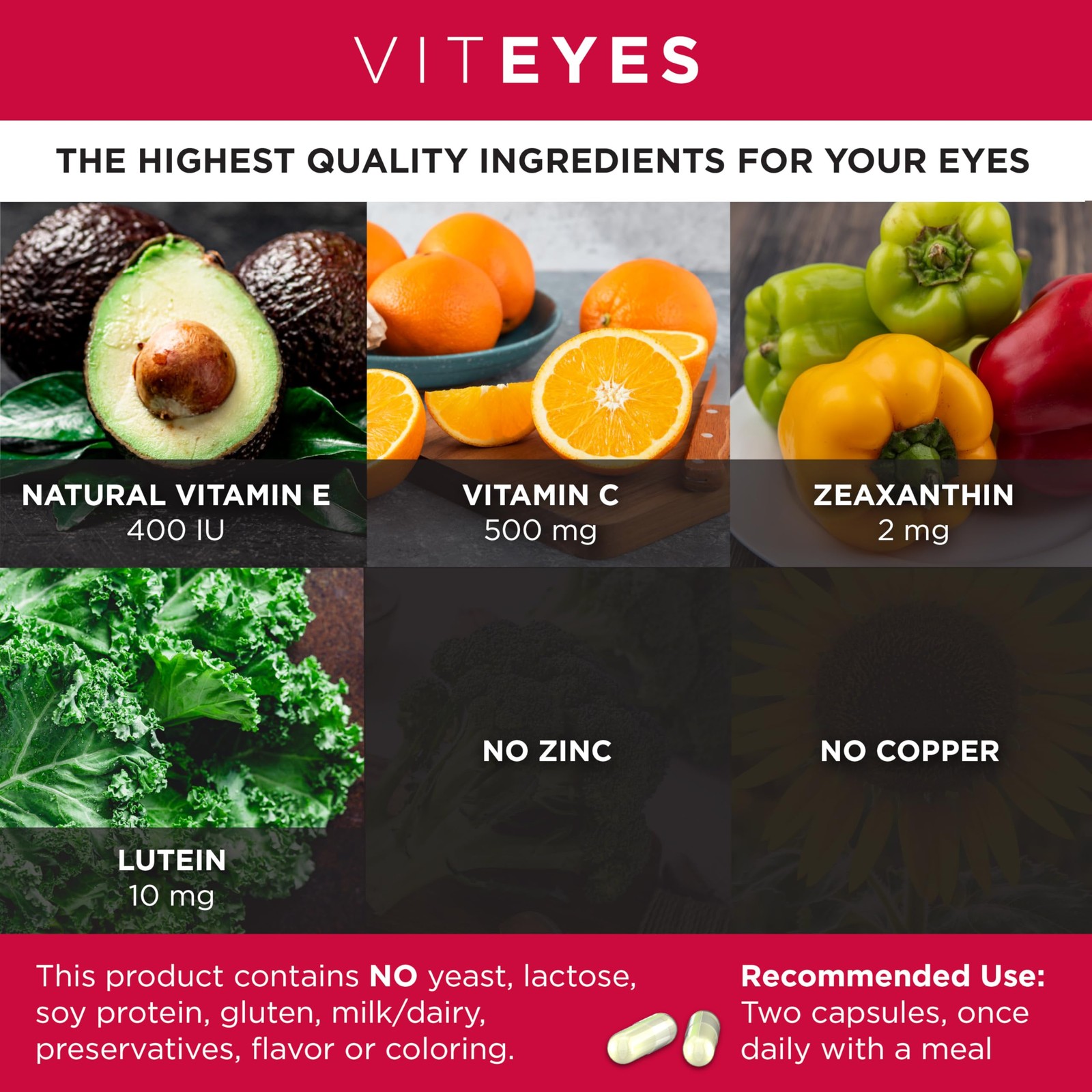Viteyes AREDS 2 Zinc Free Macular 60 Count (Pack of 1), Capsule