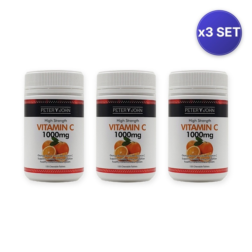 Vitamin C 1000mg Chewable Tablets (120 Count) – 3 Pack