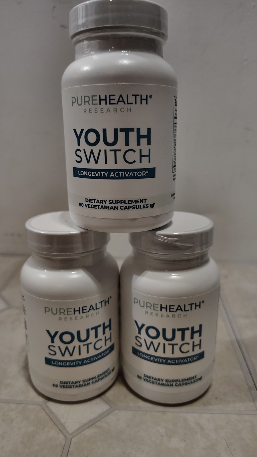 PureHealth Research Youth Switch Anti Aging Supplement 60 Cap Lot Of 3