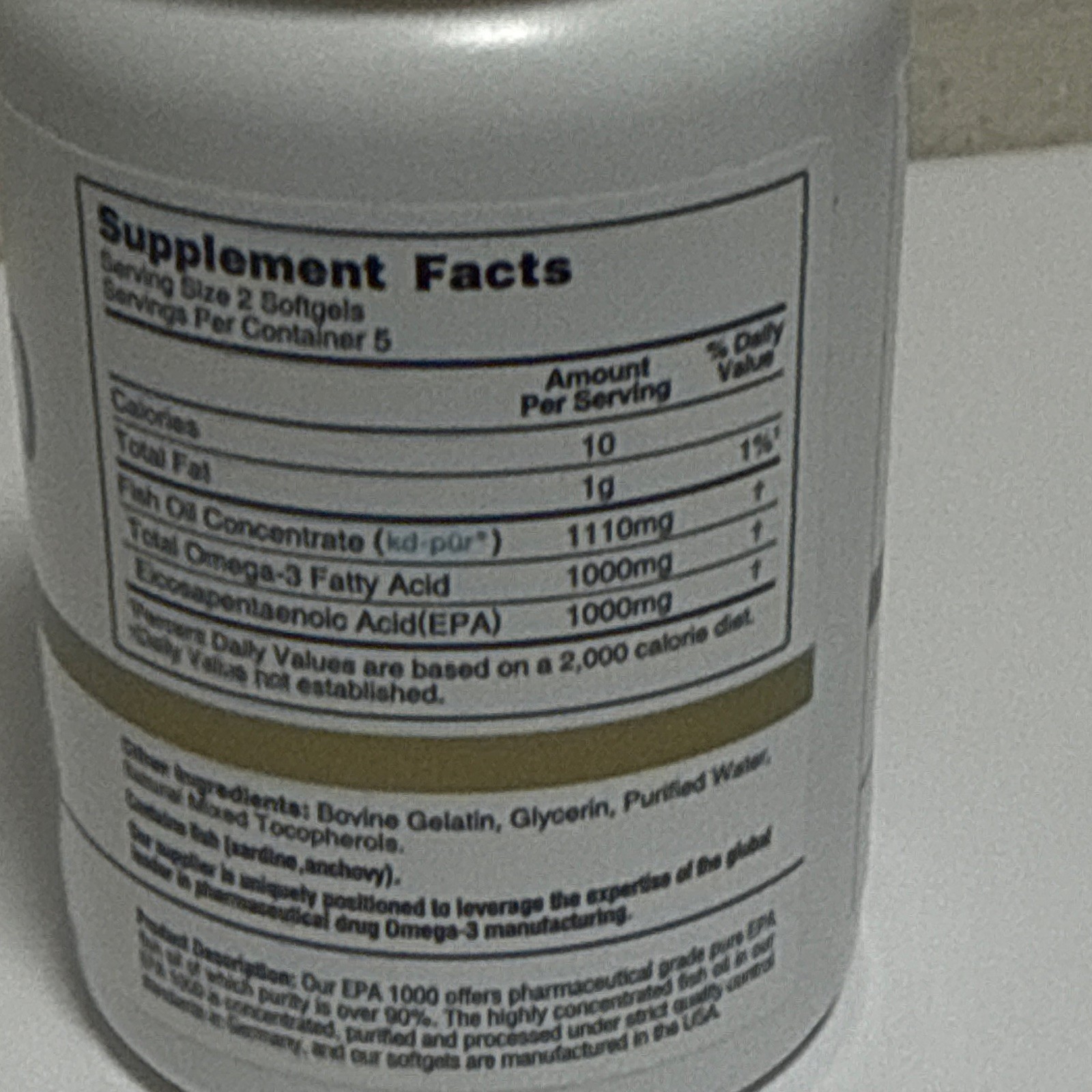 MegaGold EPA 1000 Omega-3 Fish Oil 1000mg 10 Softgels Exp 08/2029