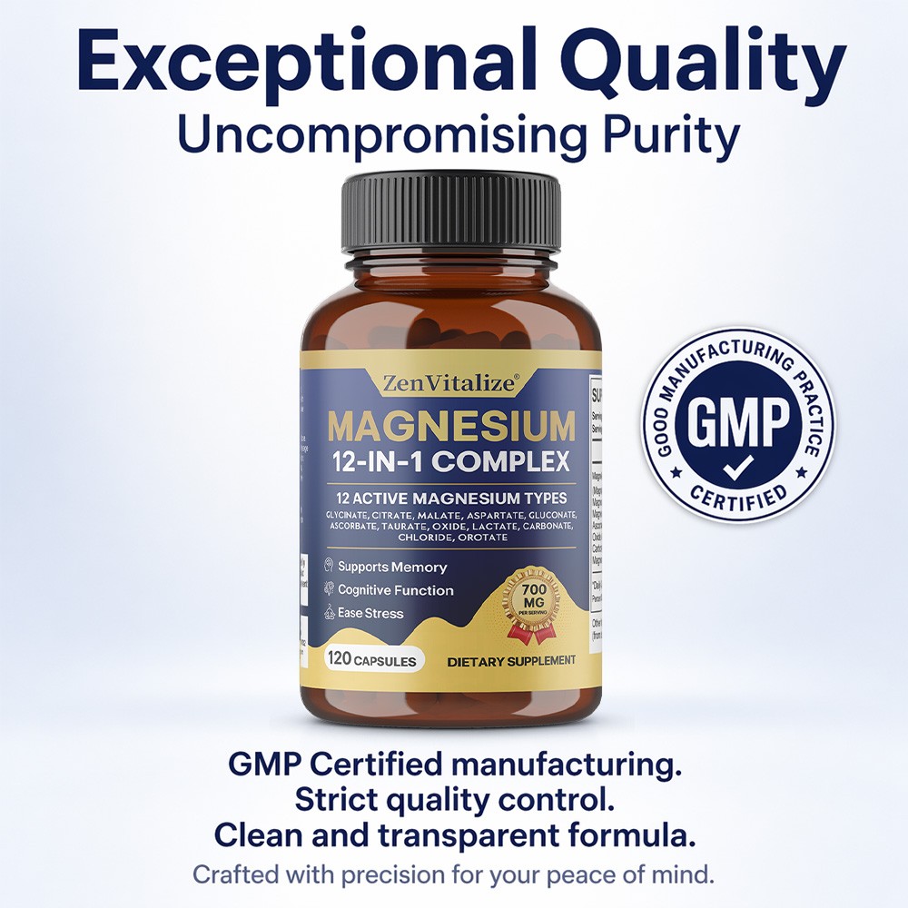 12in1 Multi Magnesium Complex 700mg,For Memory & Stress Relaxation Caps 30~120CT