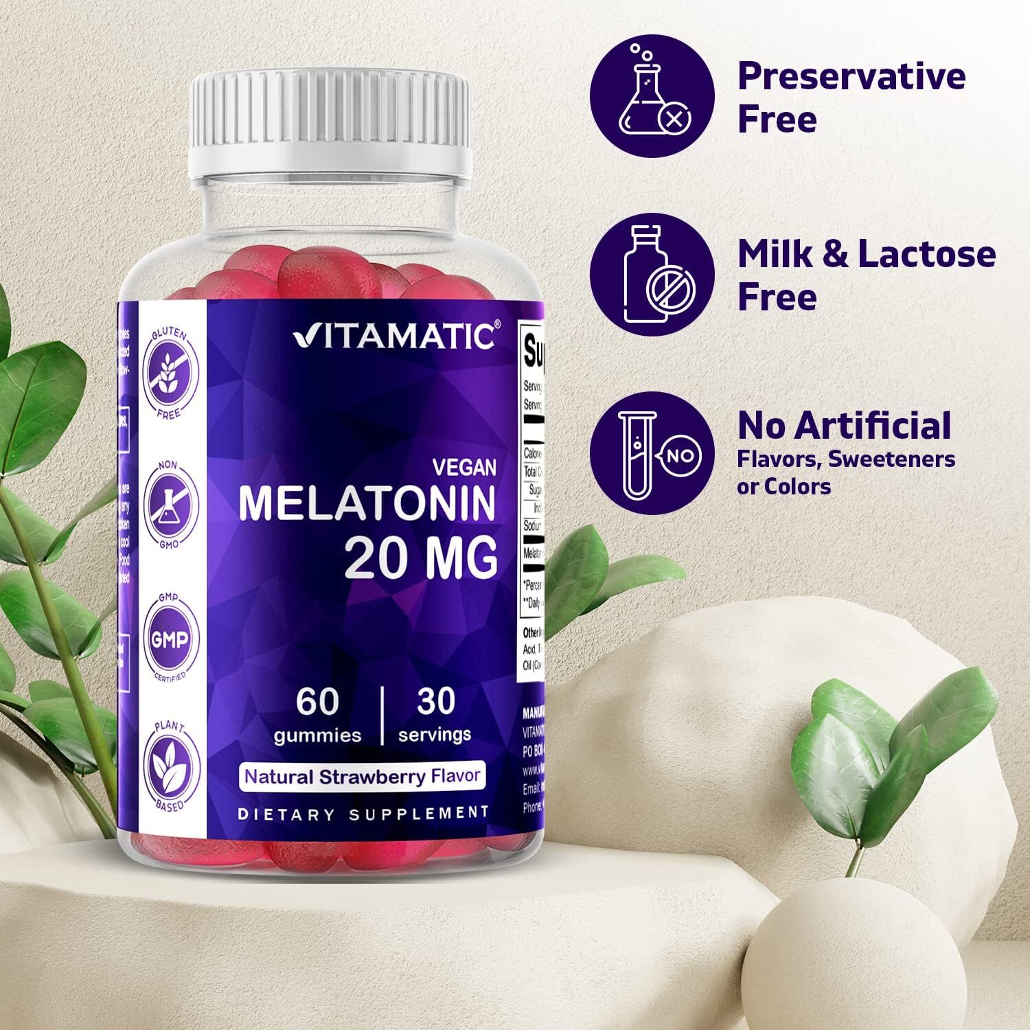 Vitamatic Melatonin 20mg Gummies for Adults, 30 Servings 60 Count (Pack of 1)