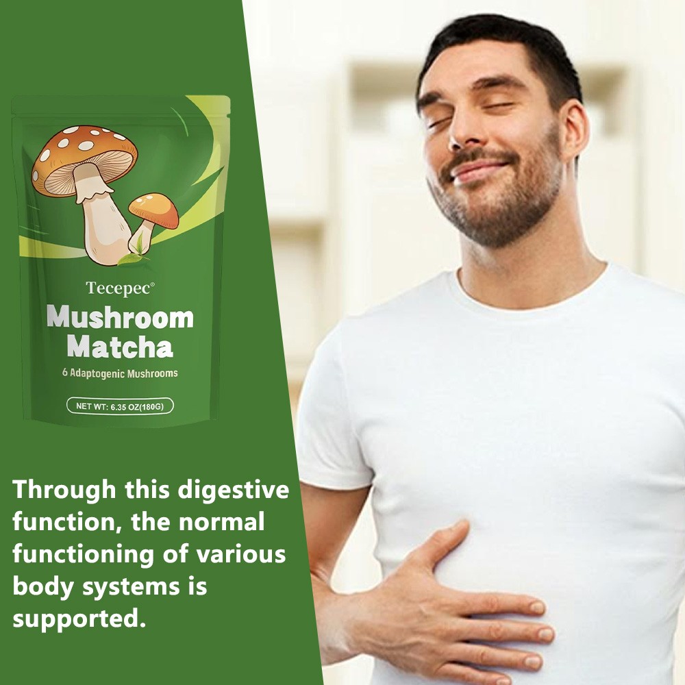 Mushroom Matcha Powder | Blend with 6 Mushrooms | 6.35 Oz (180g)