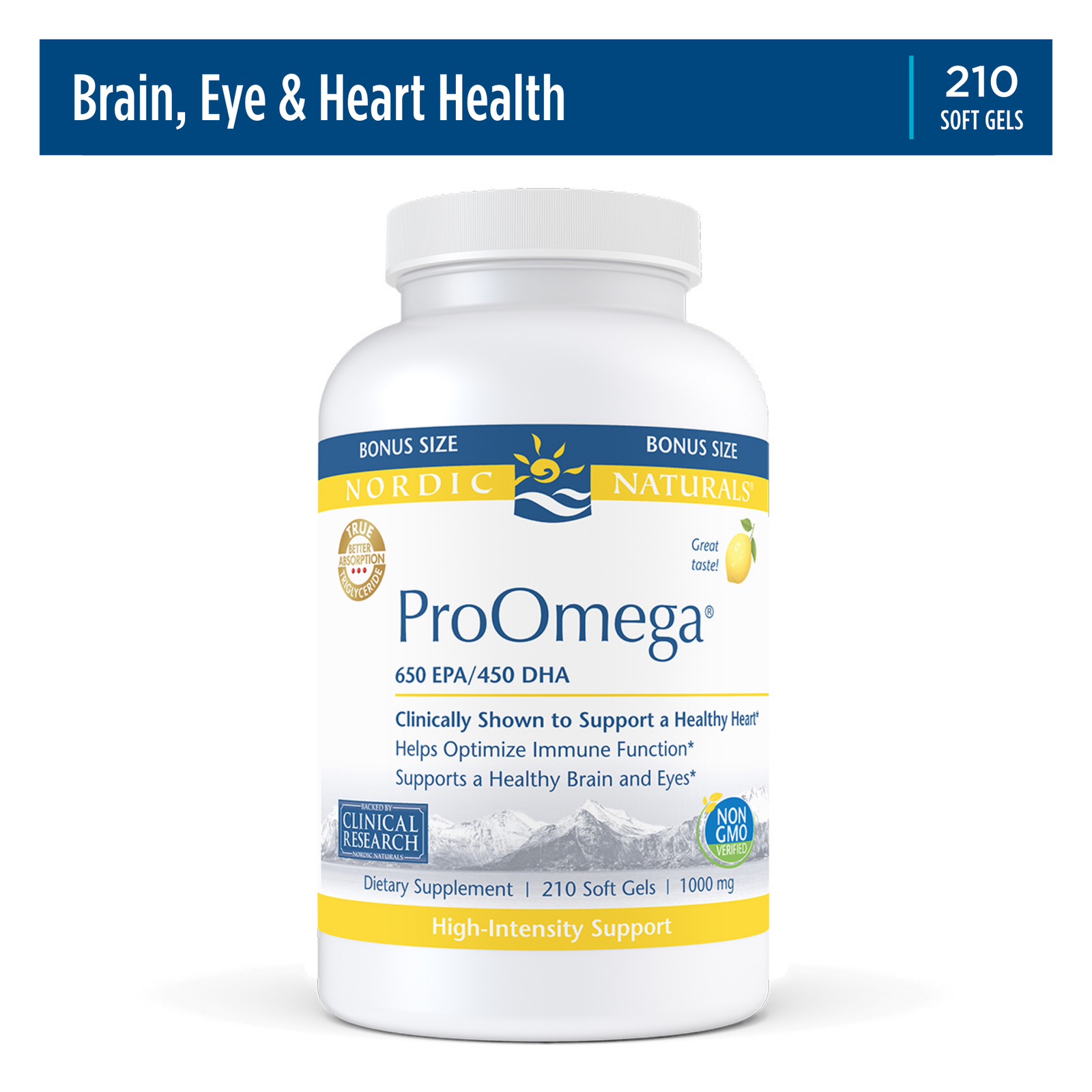 Nordic Naturals ProOmega Soft Gels – Concentrated Omega-3 Fish Oil, 210 Count