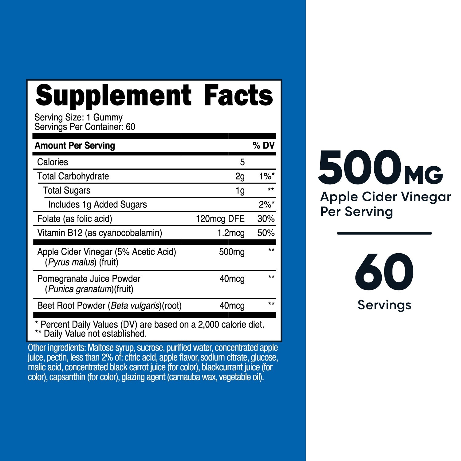 Nutricost Apple Cider Vinegar 500mg, 60 Gummies, Apple Flavored