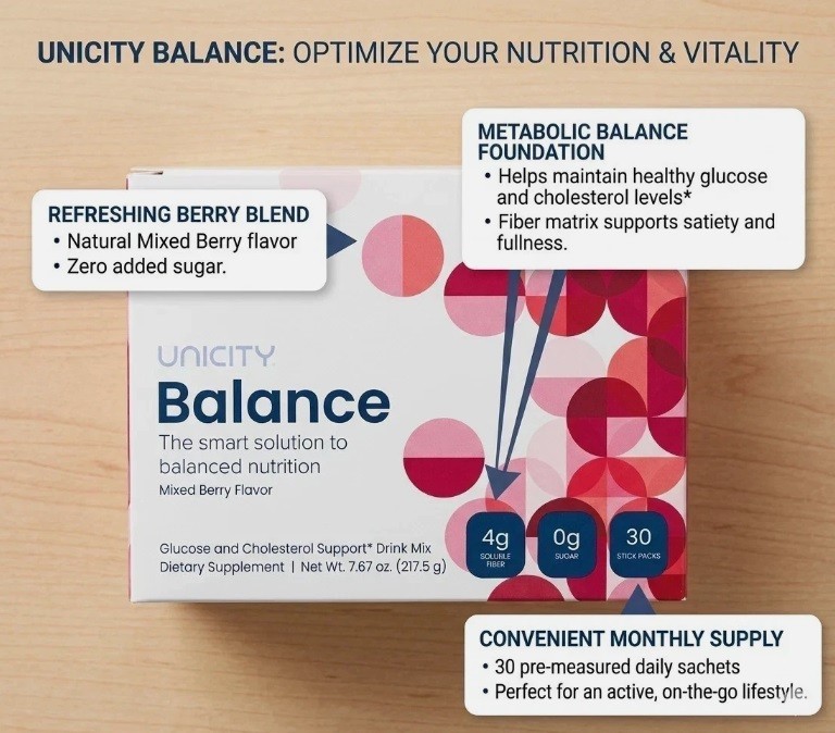 Unicity Balance Mixed Berry 30 Stick Packs Glucose & Cholesterol Support 2027 US