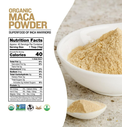 Organic Maca Powder 8oz Sunfood Superfoods For Energy, Hormones & Libido Support