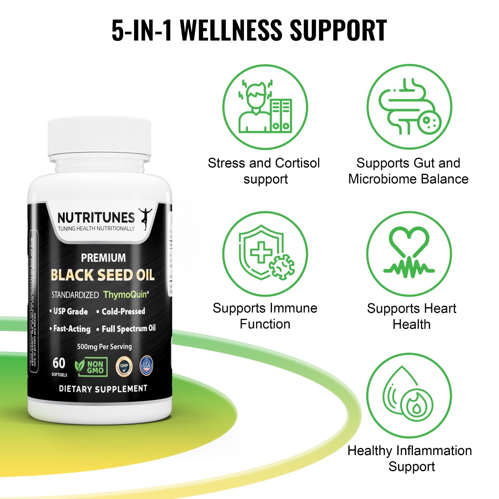 Black Seed Oil with 3% Thymoquinone Nigella Sativa – 60 Softgels