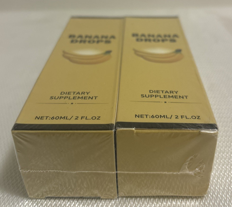 New (2 Pack) Bottles Banana Drops Supplement Extract Liquid 2oz/60ml Exp. 7/2027