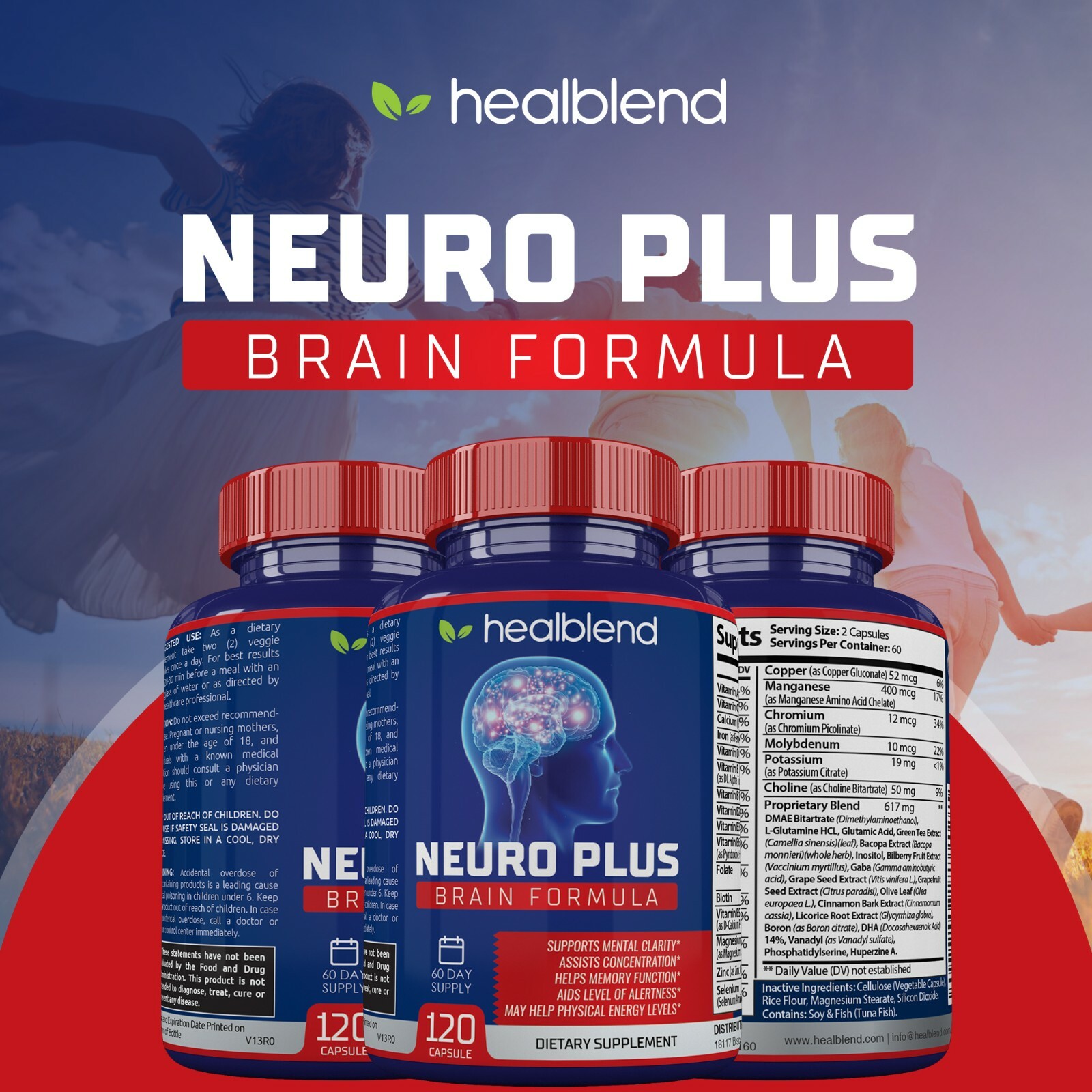 Neuro Plus Brain Booster Supports Memory Focus Concentration & Mental Clarity
