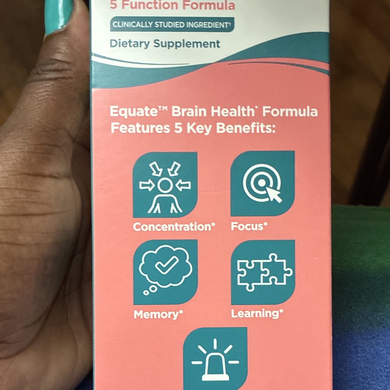 Equate Brain Health 5 Function Formula 100mg Memory Focus Vegan Capsules