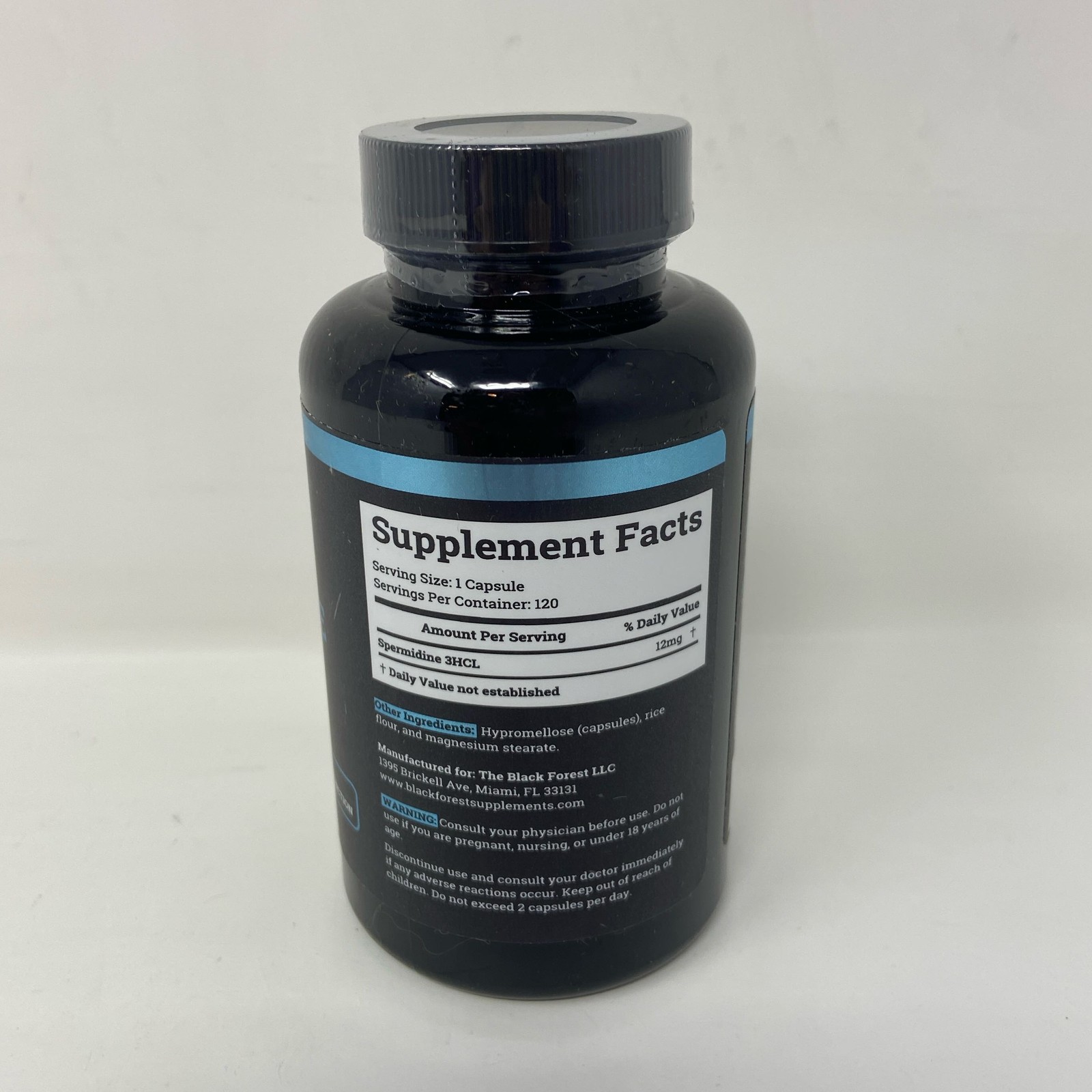 Black Forest Spermidine Supplement – 1440mg, Non GMO, Vegan – 120 Capsules