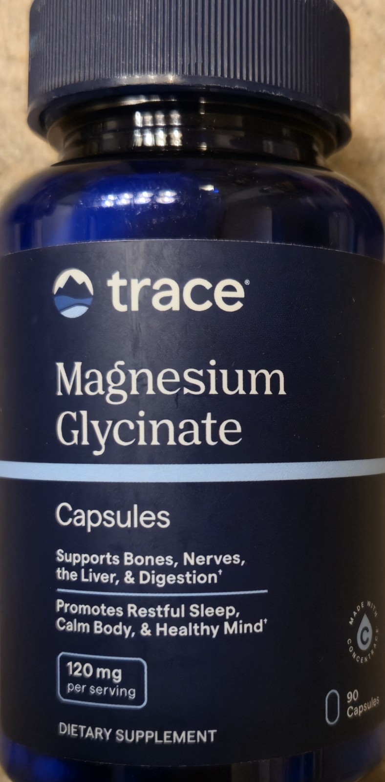 Trace MAGNESIUM GLYCINATE 120 mg 90 Caps ( 90 Servings ) Relax And Sleep Support