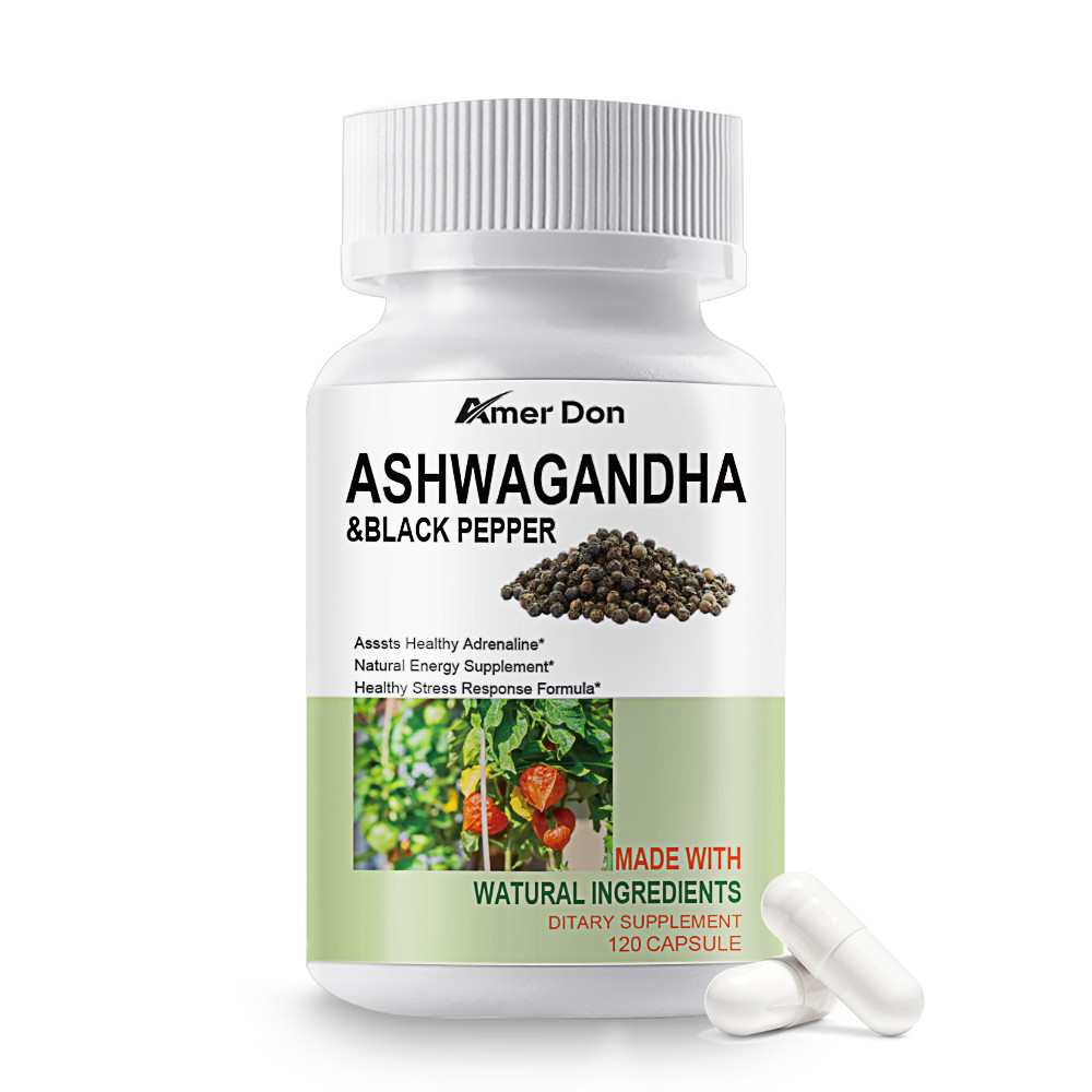 Organic Ashwagandha Capsules 1300mg Supplement w/Black Pepper Root Powder 120Pc