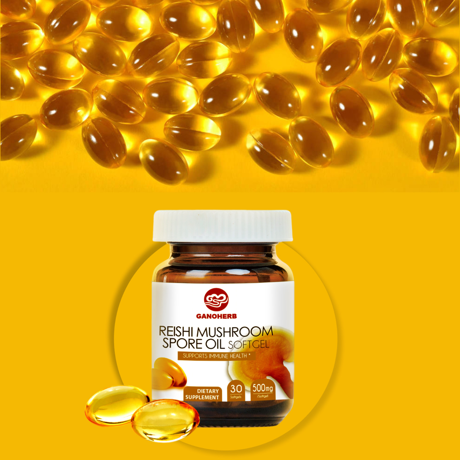 GANOHERB Organic Ganoderma Lucidum Reishi Mushroom lingzhi Spore Oil Softgel