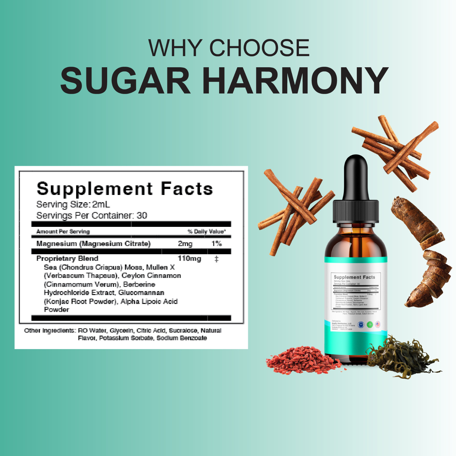 (5 Pack) Sugar Harmony Drops, SugarHarmony Maximum Strength Blood Support (10oz)