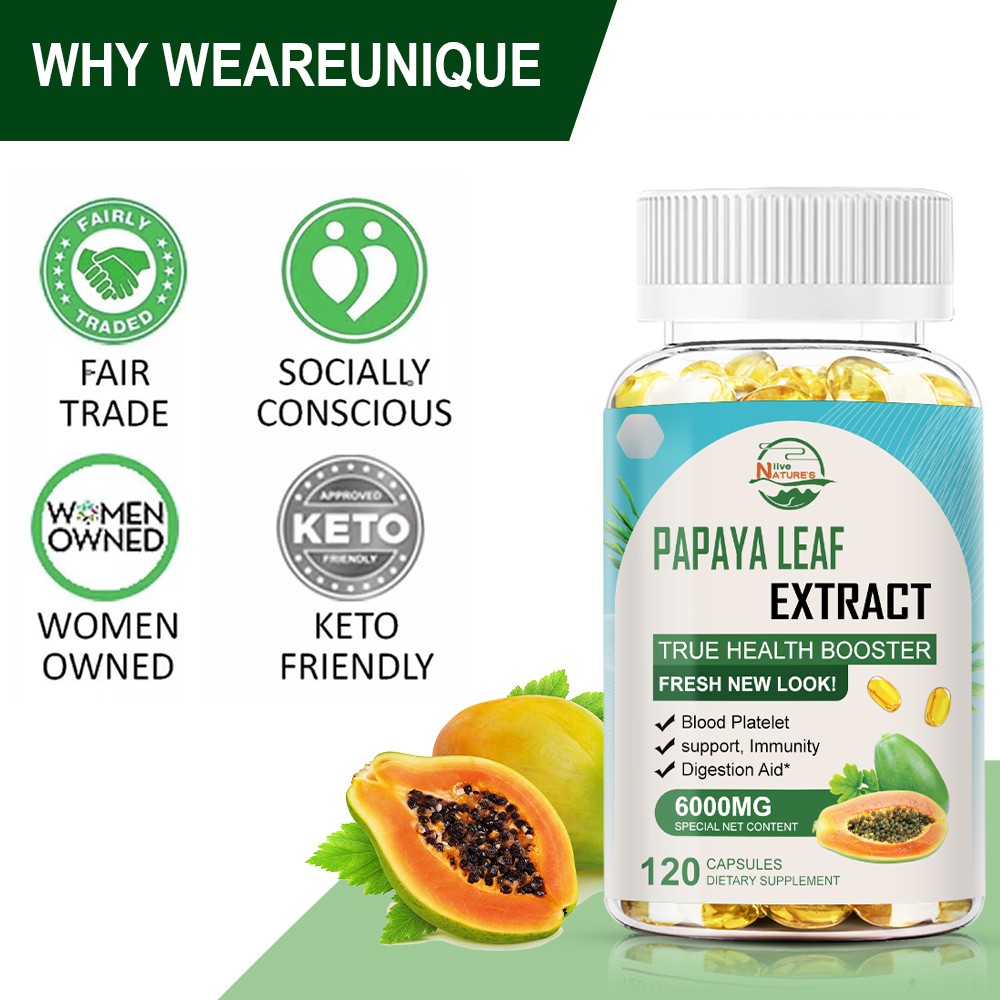Papaya Leaf Extract 120 capsules Blood Platelet support Immunity Digestion Aid
