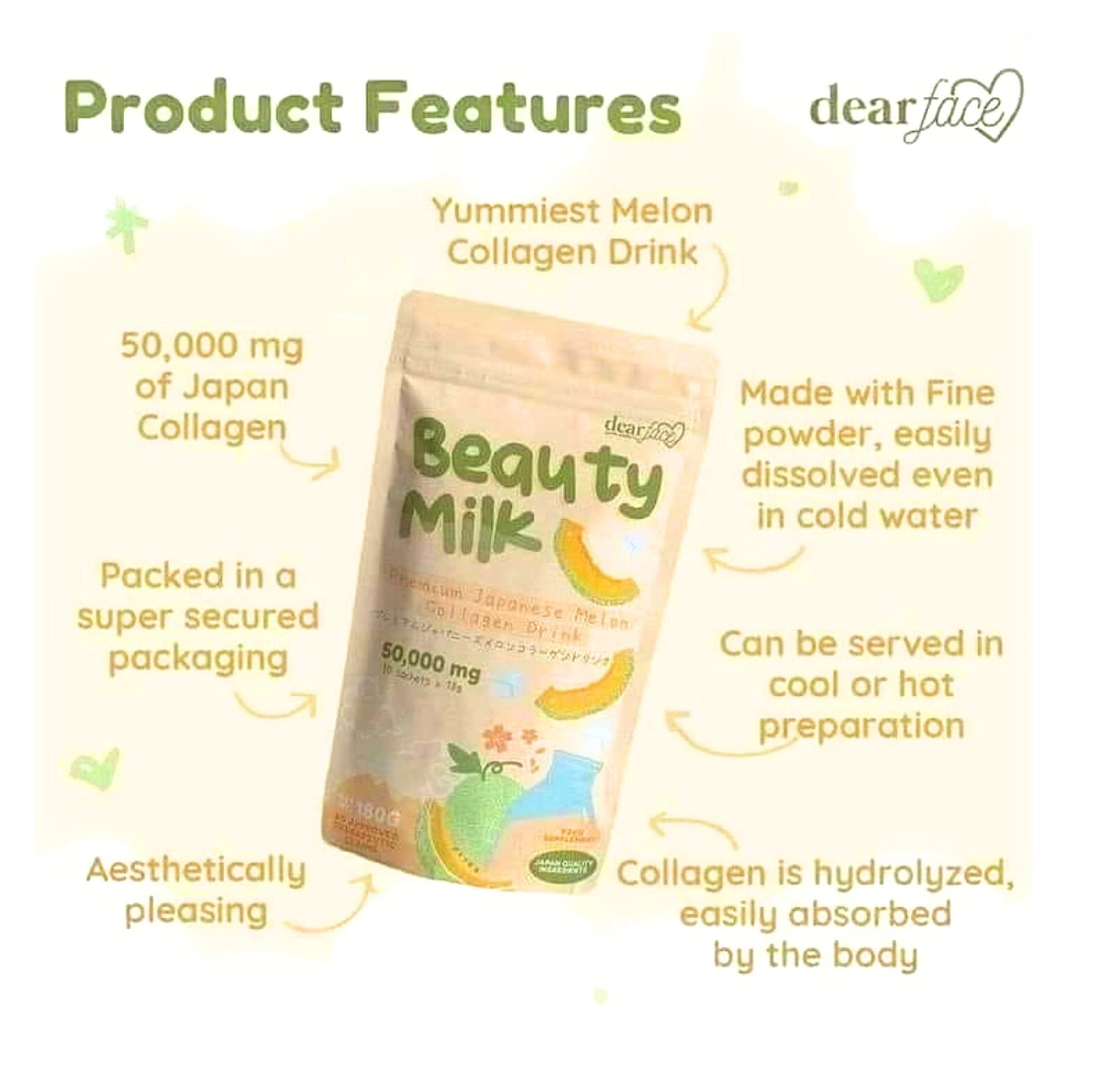 Dear Face Beauty Milk Melon Drink