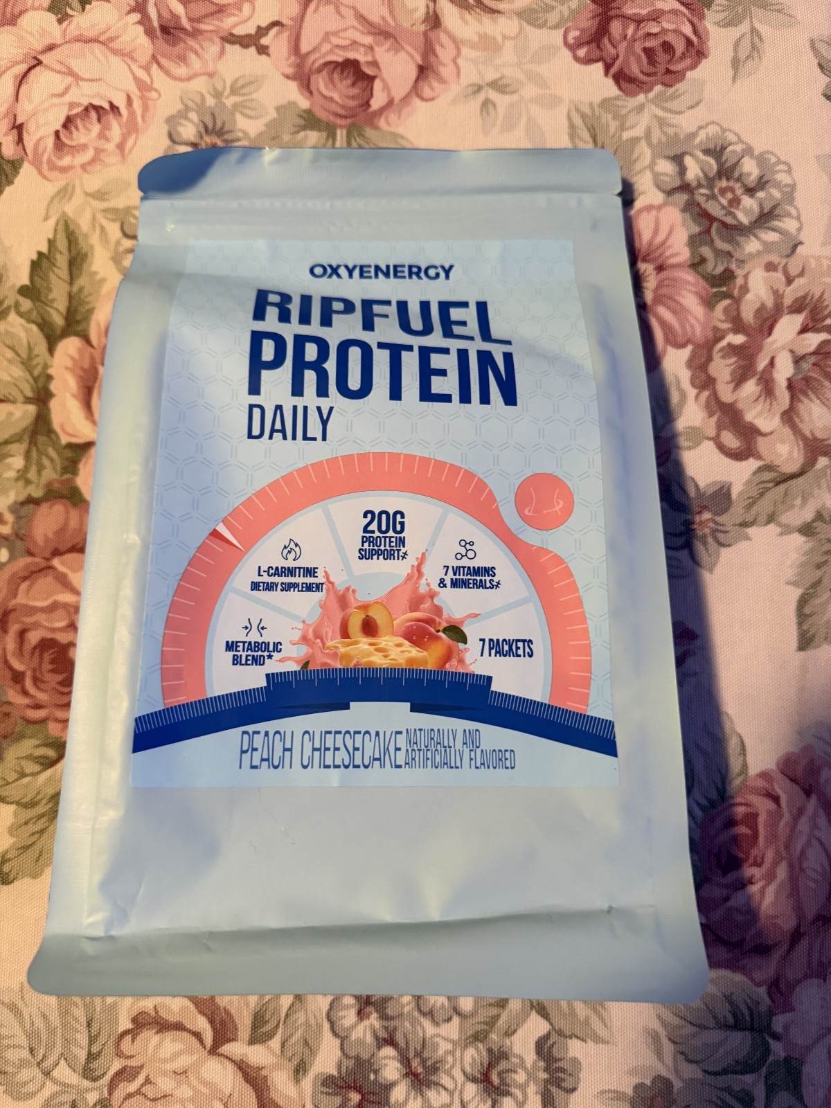 OxyEnergy RIPFUEL Protein Daily，Peach Cheesecake，Triple Protein Supplement