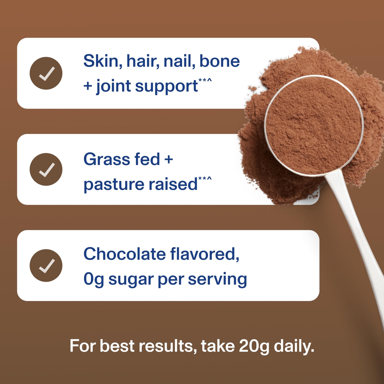 Delicious Chocolate Collagen Peptides 14 Servings Sugar Free Paleo Keto Friendly