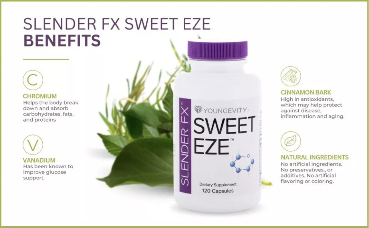 Youngevity Slender Fx Sweet Eze 120 capsules 4 Pack Dr. Wallach – FREE SHIPPING