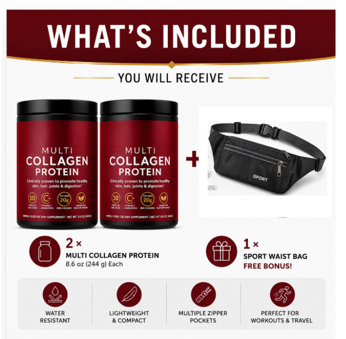 2 Bottles Ancient Nutrition Multi Collagen Protein Powder 8.6oz