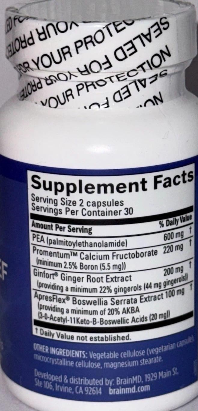 brainMD Smart Relief Pain Relief 60 Vegan Caps Exp 08/2027