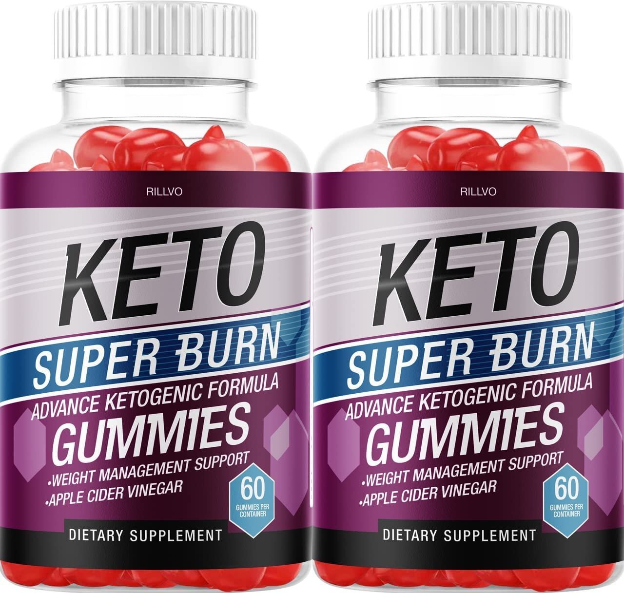 Rillvo (2 Pack) Keto SuperBurn Gummies ACV Gummies with Apple Cider Vinegar…