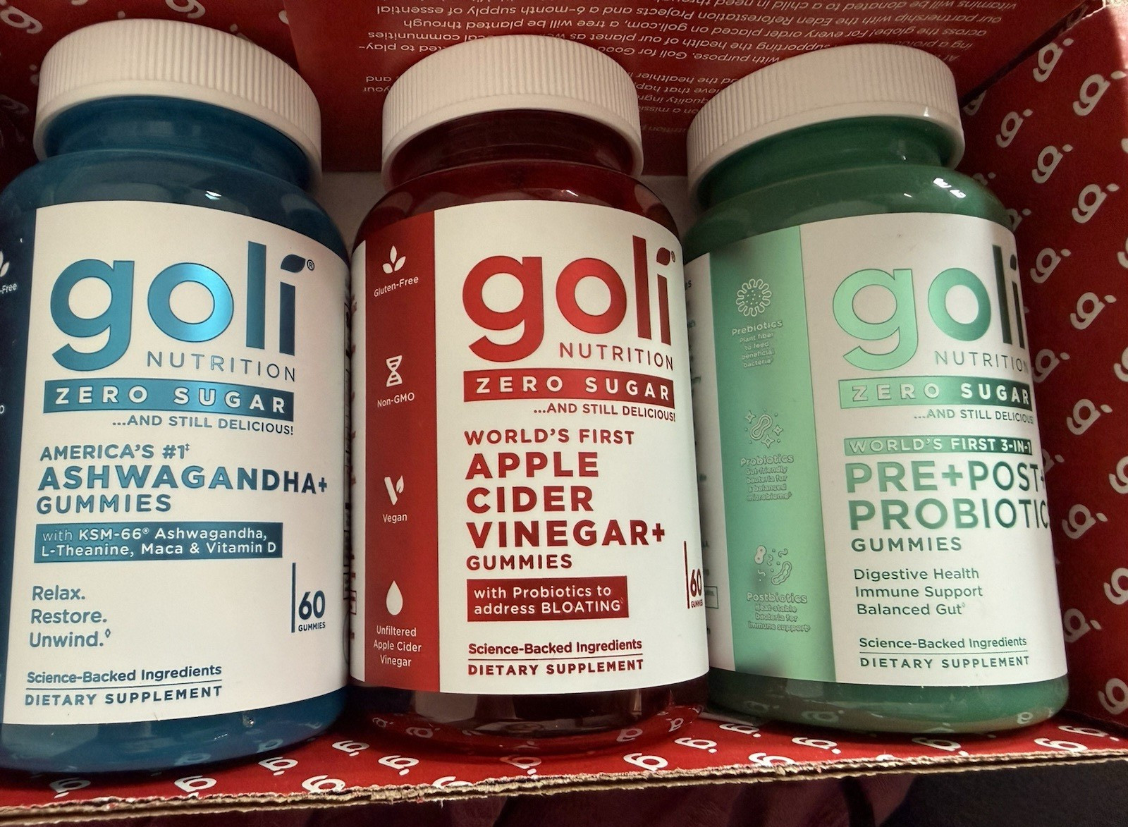 Goli Nutrition Zero Sugar Gummies 3-Pack Ashwagandha ACV Probiotics 60 ct Exp 0…