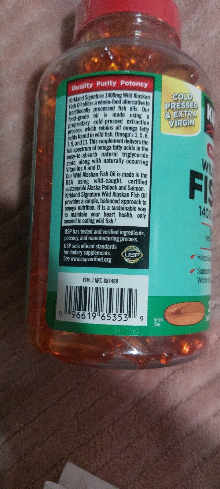 Kirkland Signature Wild Alaskan Fish Oil 1400mg Omega-3 (230 Softgels) USP