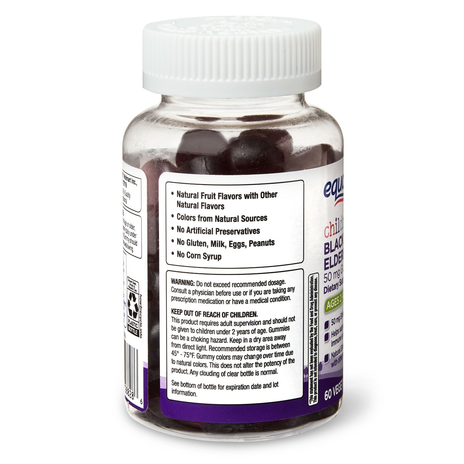 Equate Children’s Black Elderberry Gummies, 50 mg, Ages 2 and Up, 60 CounT.