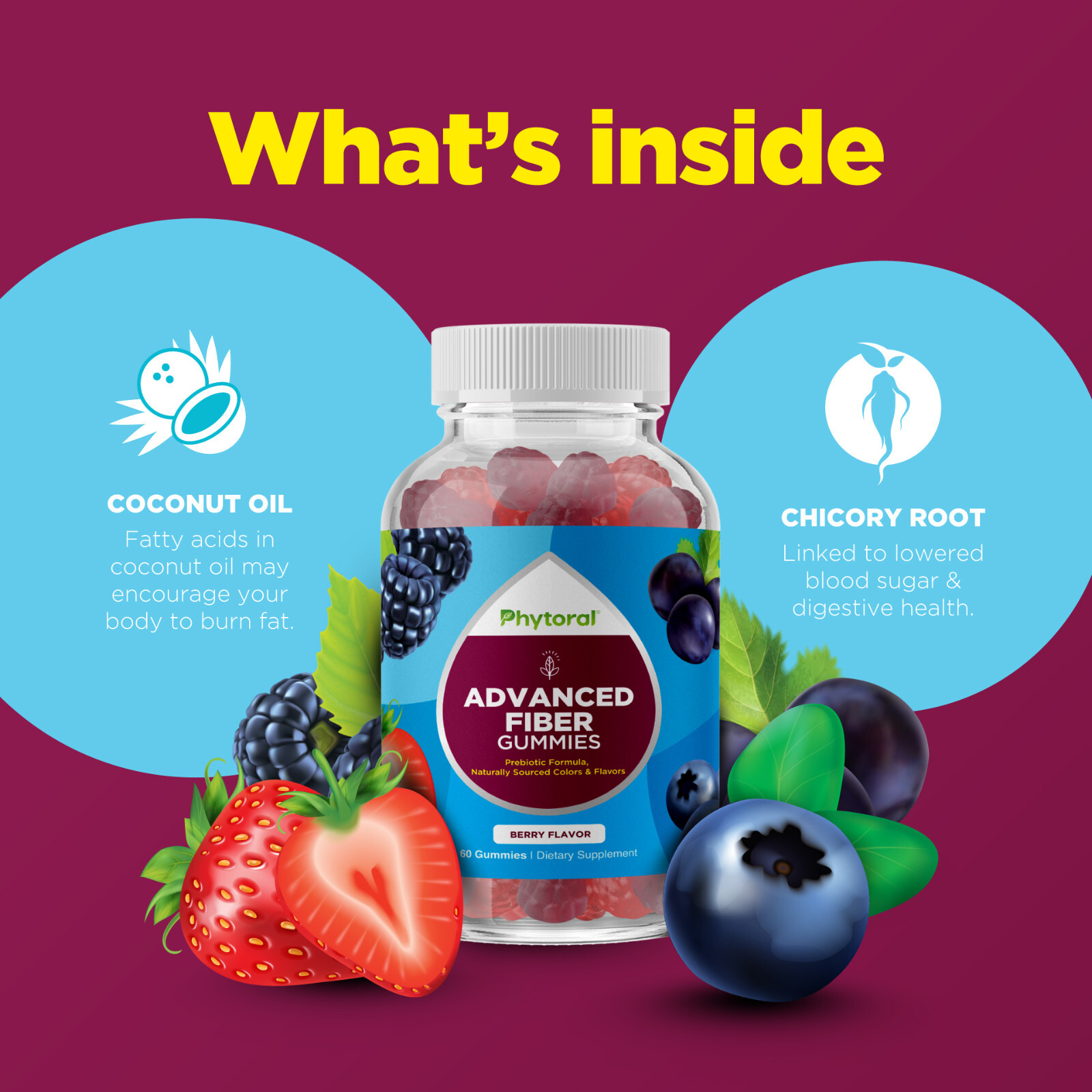 Sugar Free Fiber Gummies for Adults – Tasty Prebiotic Fiber Vegan Kosher 60ct