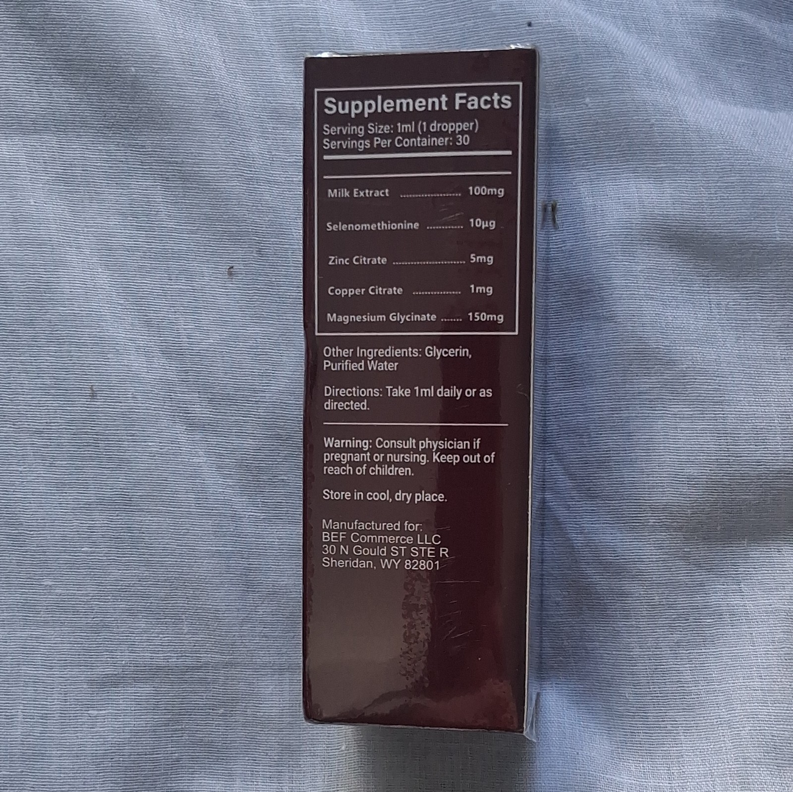 PUREVEEN Thyroid Support Liquid Supplement Milk Extract + Zinc 30ml (1 fl oz)