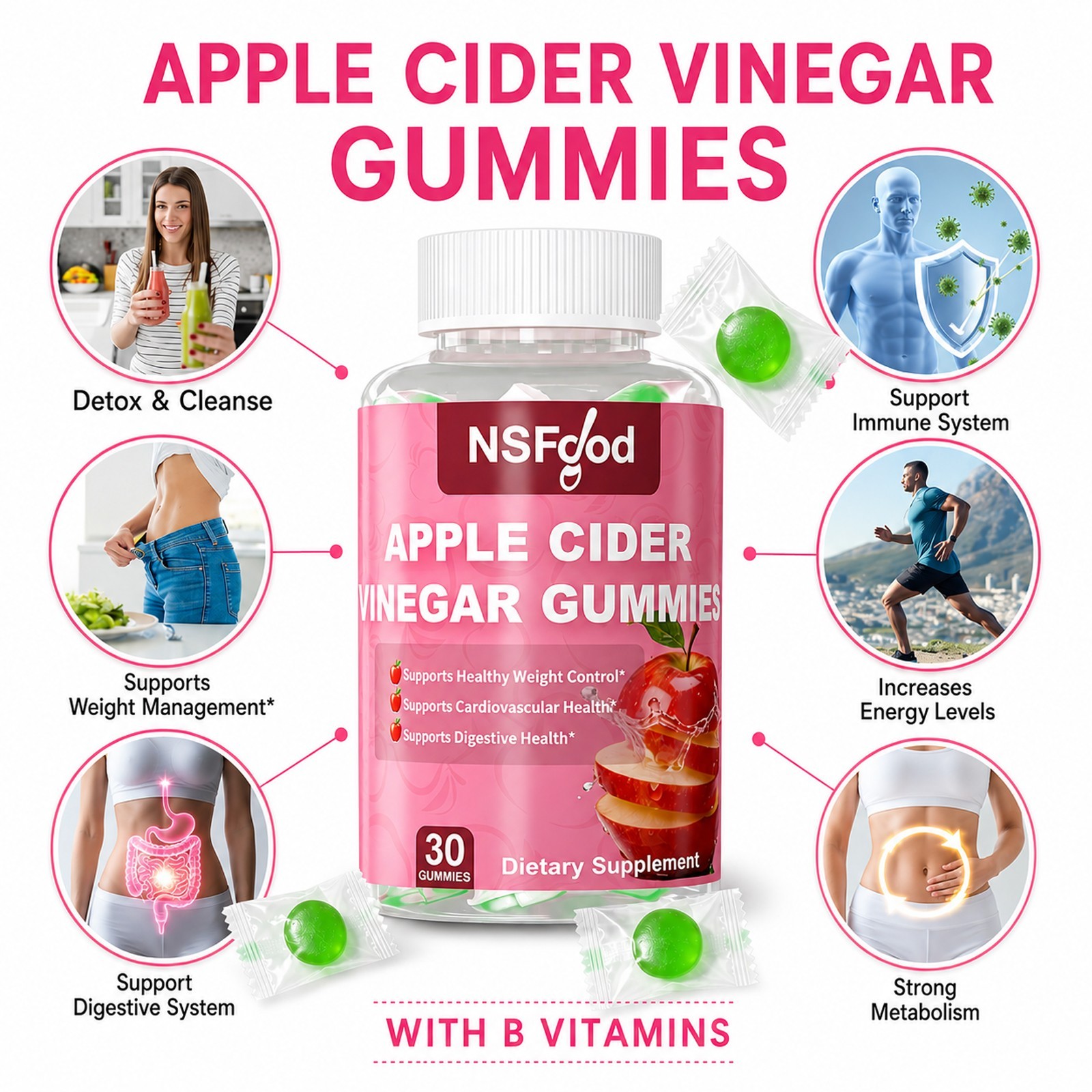 Apple Cider Vinegar ACV Gummies with the Mother Gut Health & Natural Energy Keto