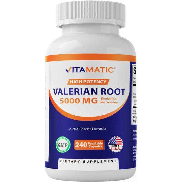 Vitamatic Valerian Root 5000 mg 240 Caps Non GMO Made in the USA