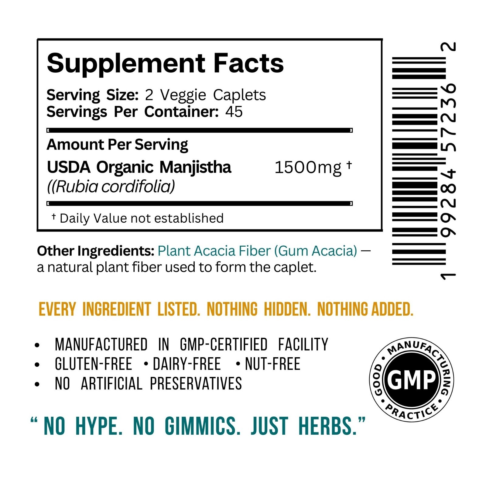Manjistha Caplets • Ayurvedic Blood Purifier • Organic • Supreme Skin Cleanse