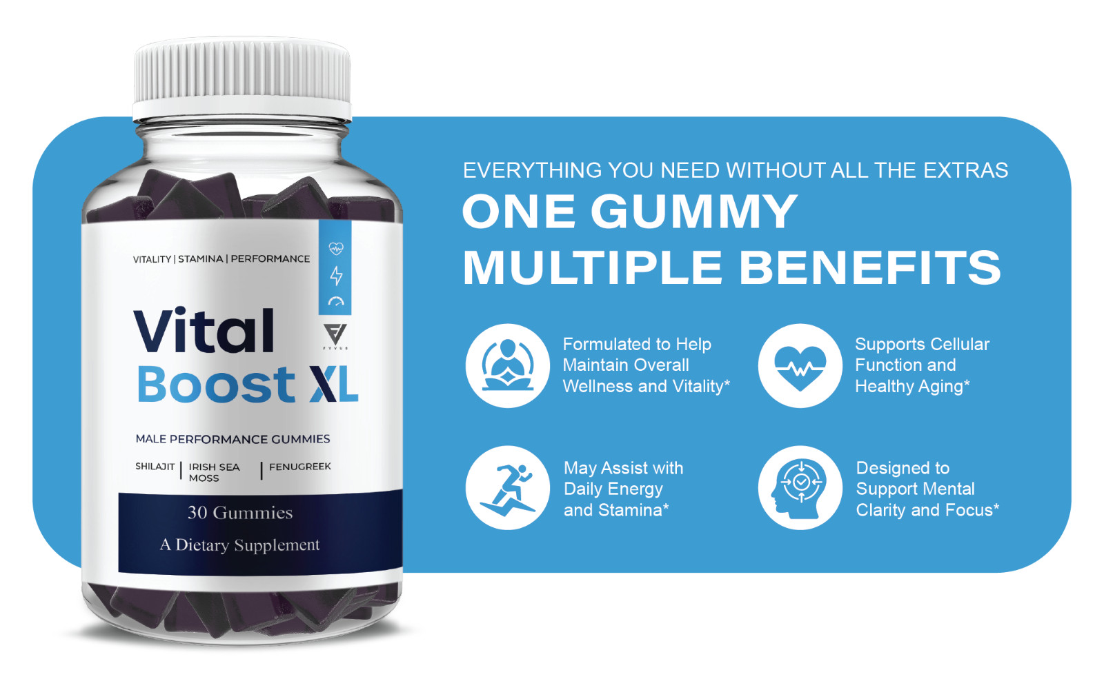 (2 Pack) Vital Boost XL Performance Supplement, VitalBoost XL (60 Gummies)