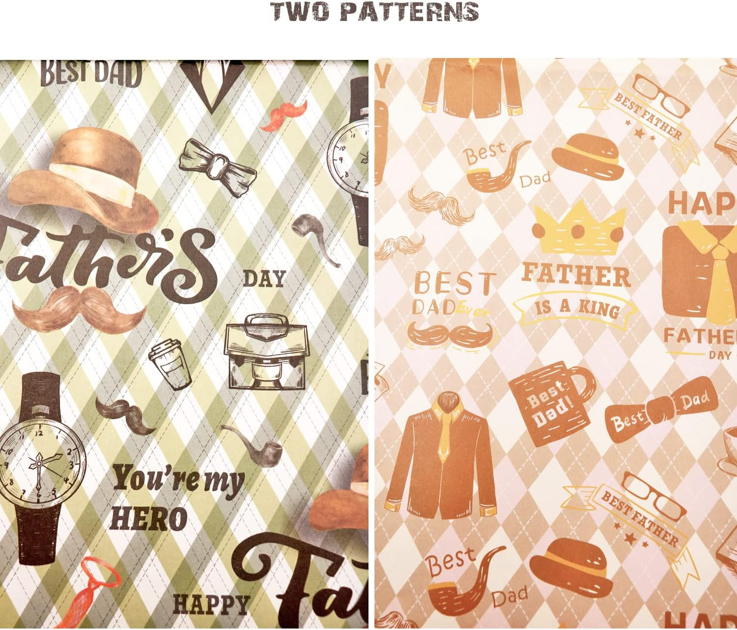 Father’S Day Wrapping Paper, 6 Sheets Gift Wrapping Paper for Men Dad, Kraft Wra