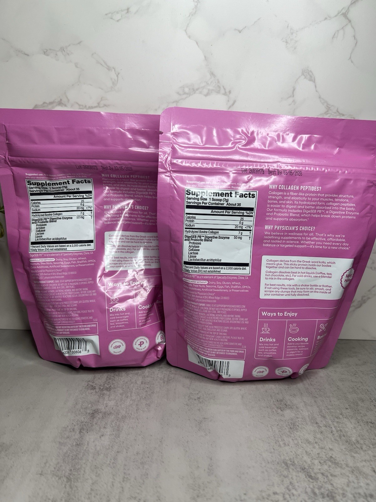 Physician’s Choice Collagen Peptides Powder Unflavored 16 oz Exp 03/28