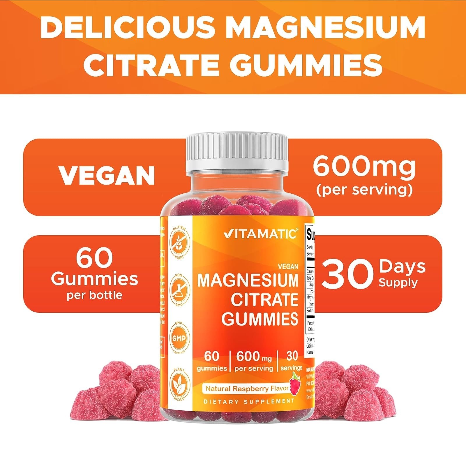 Vitamatic Magnesium Gummies 600mg – Vegan Relaxation & Energy Support