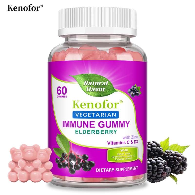 Elderberry Immune Gummie-With Zinc,VitaminsC & D3 for Round Immune Support 60pcs