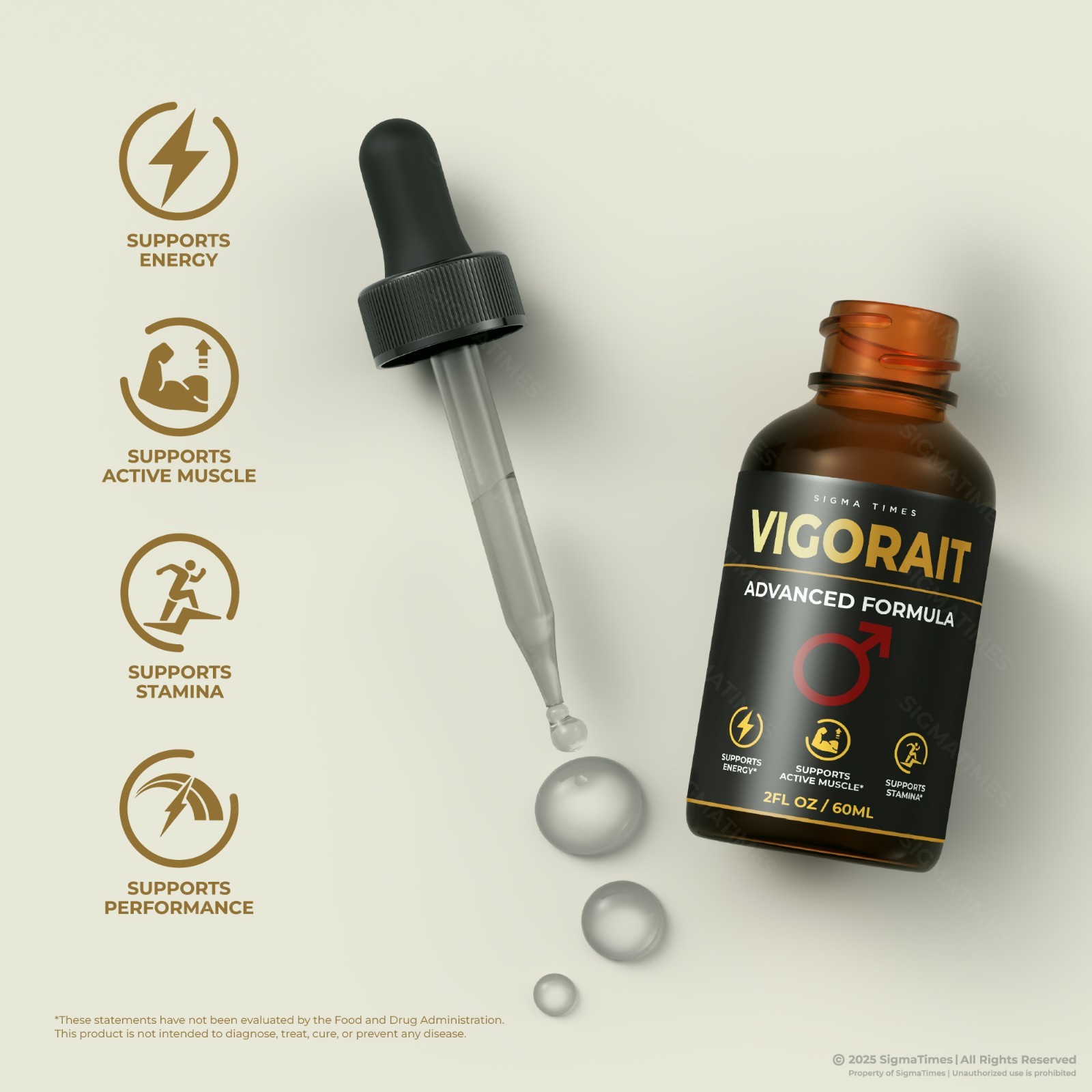Vigorait Drops, Men’s Liquid Supplement for Energy & Male Vitality – 5 Pack