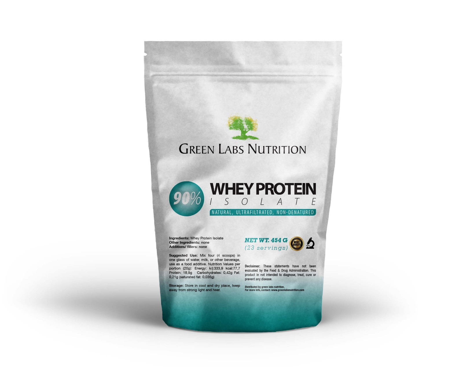 Whey Protein Isolate WPI 90% 454g Pure Powder Unflavored
