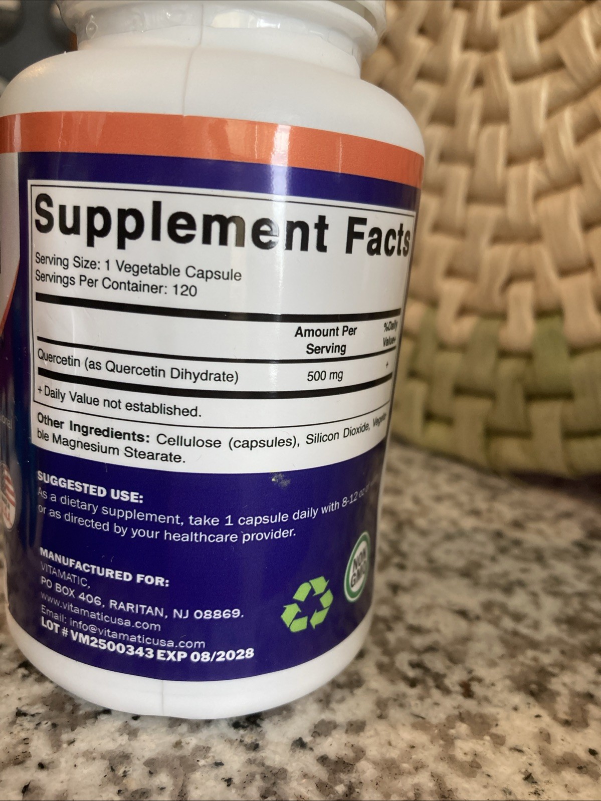 Vitamatic Quercetin Supplement 500 mg – 120 Veggie Capsules New EXP 08/2028