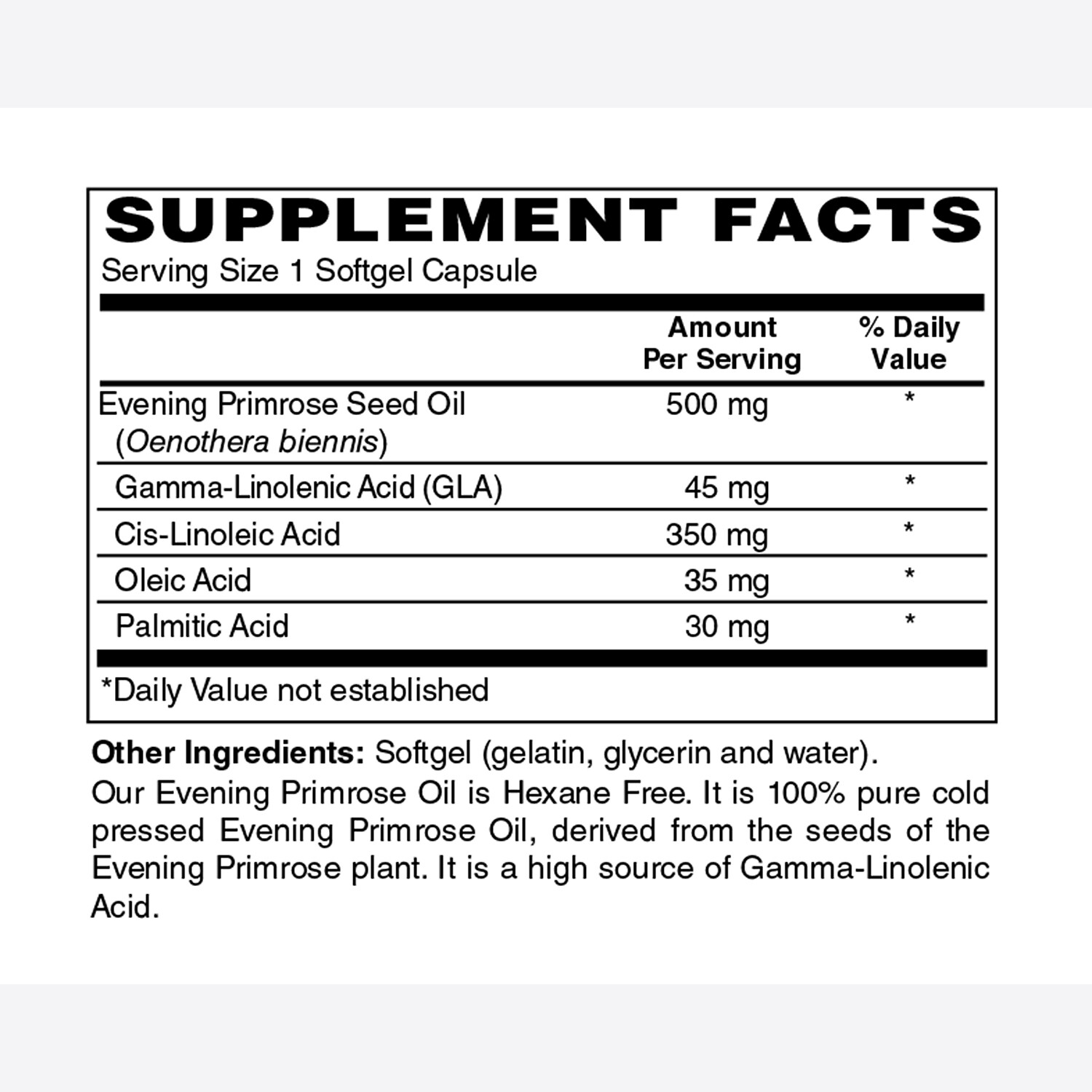 Holly Hill Health Foods, Evening Primrose Oil 500 MG, Hexane Free, 180 Softgels