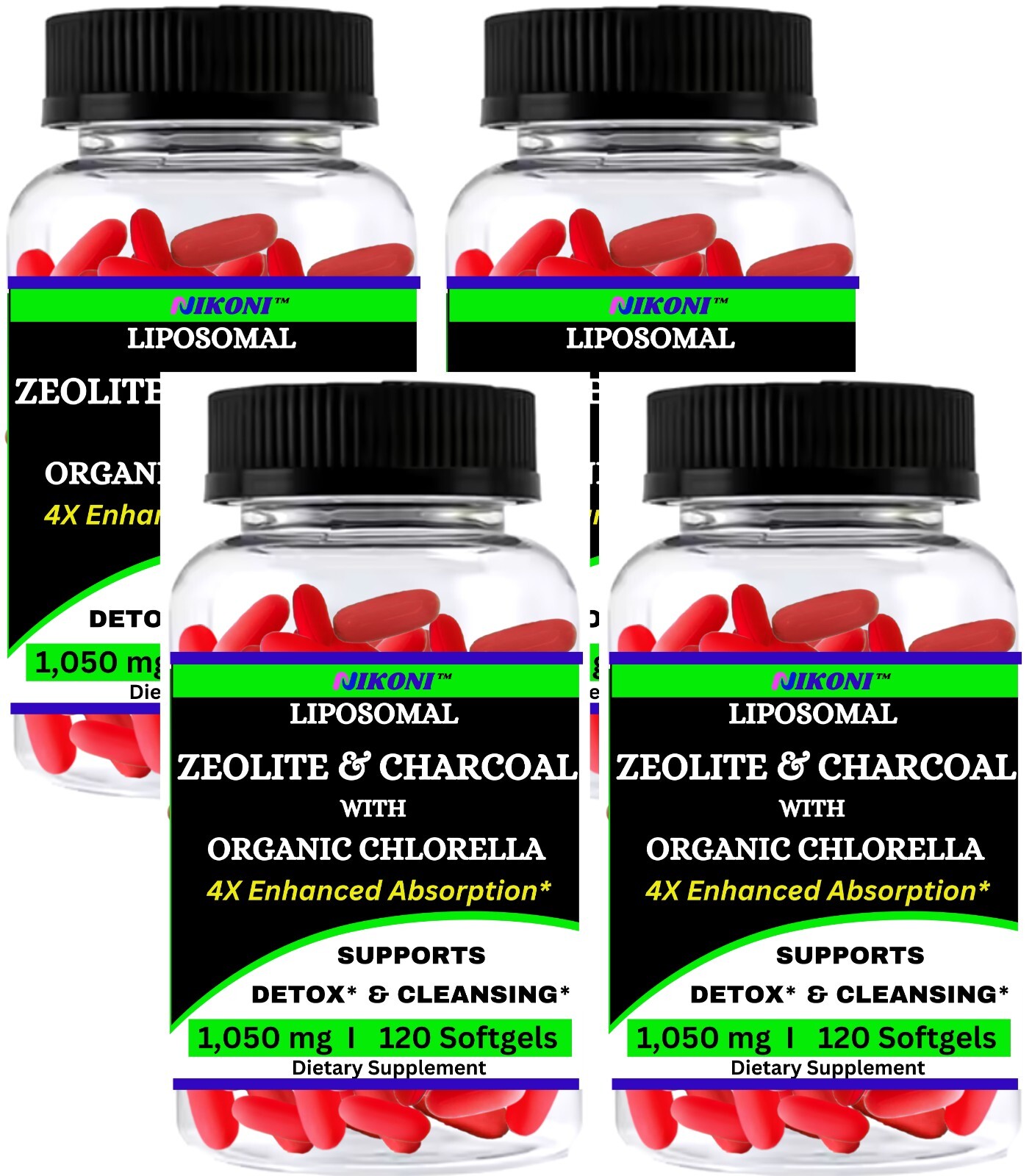 Nikoni Liposomal Zeolite, Charcoal & Organic Chlorella, Healthy Liver, Full Body
