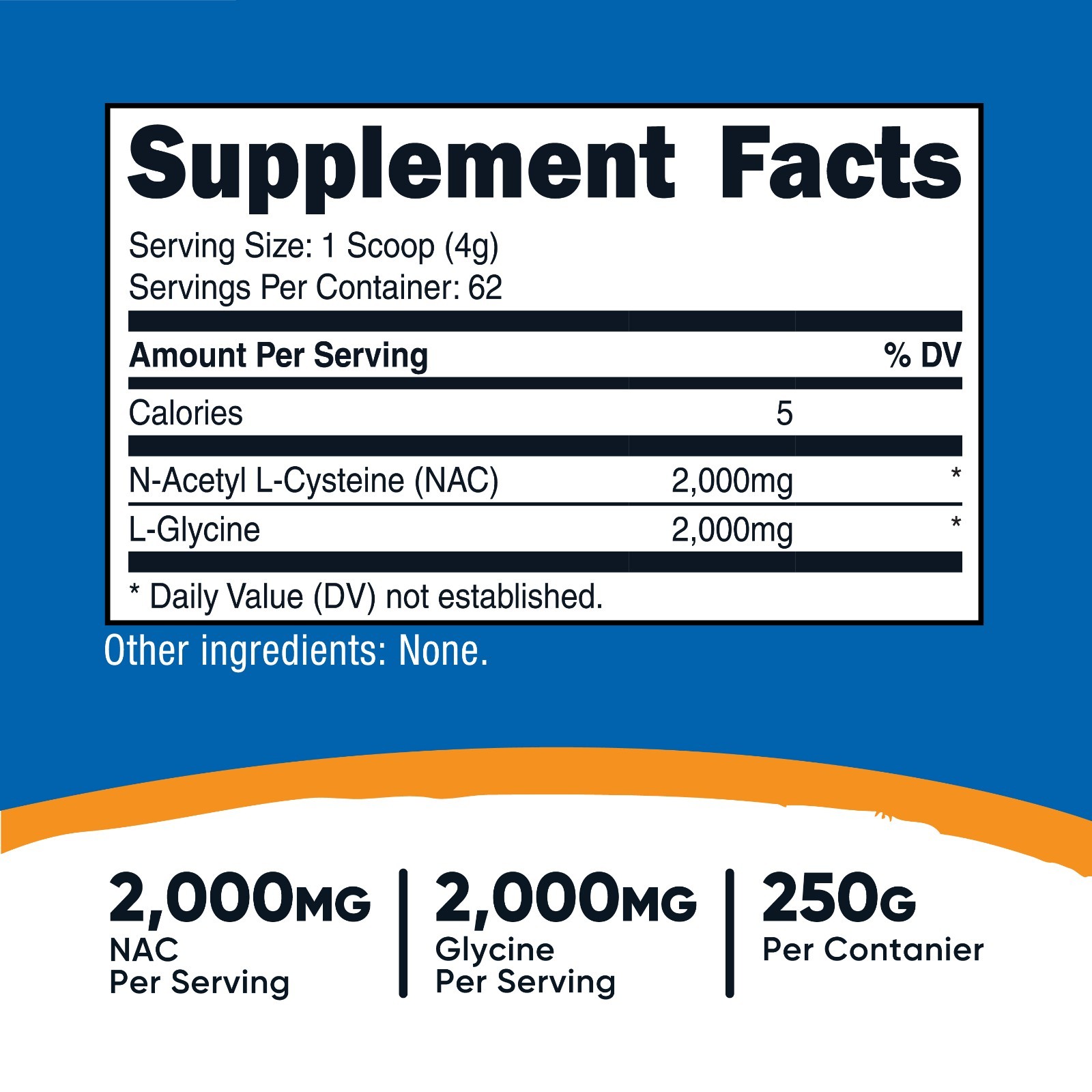 Nutricost NAC + Glycine Powder (250 Grams) Unflavored – Vegan, 62 Servings