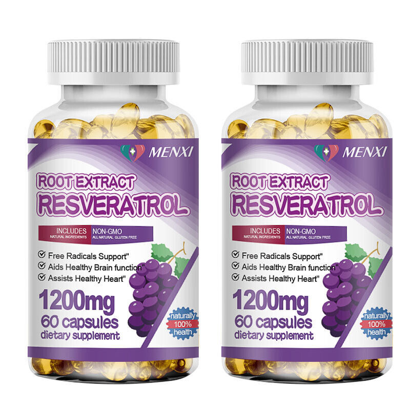 Resveratrol Capsules 1200mg Serving Vegan Capsules Anit-Aging and Cardiovascular