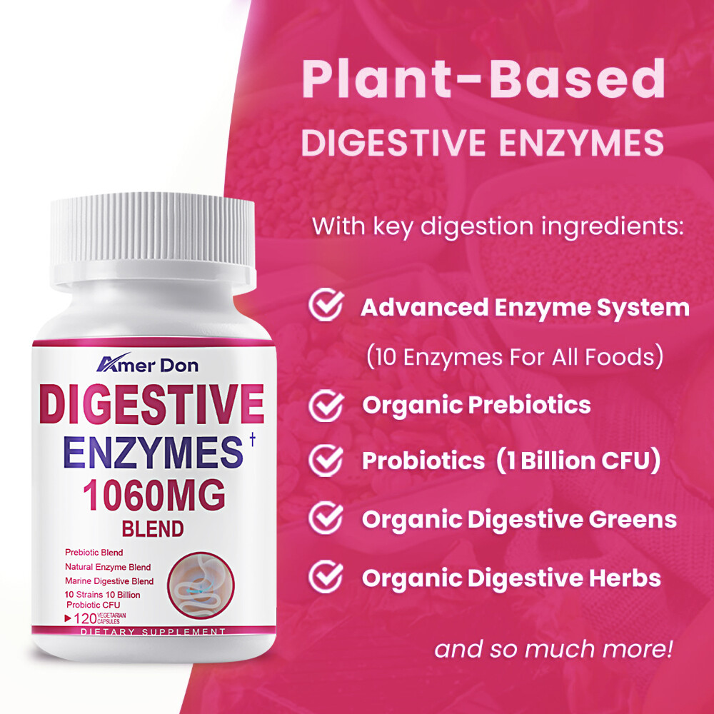 Digestive Enzymes Prebiotic&Probiotics Gas,Constipation&Bloating Relief 120