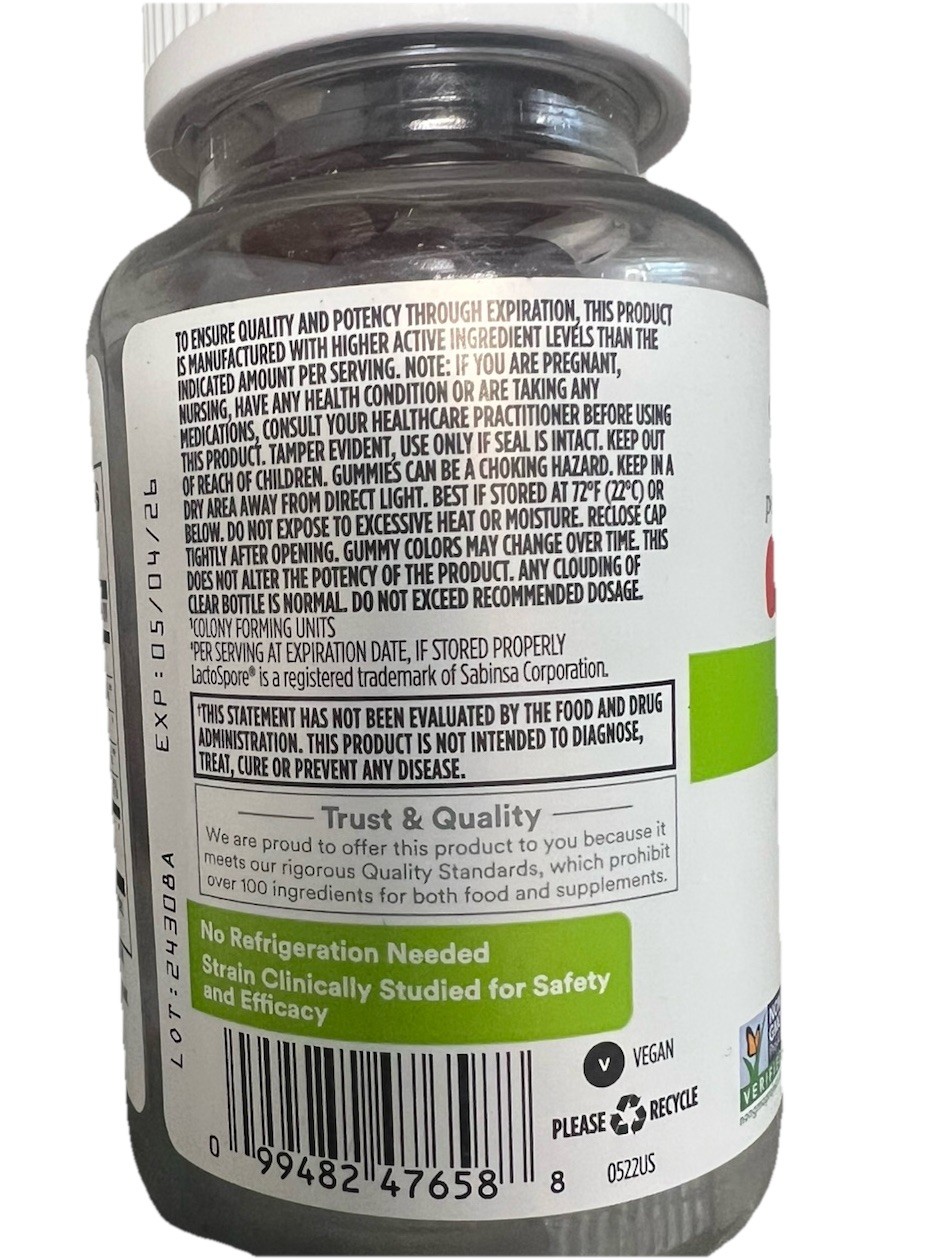 (4) Whl. Fds365 Probiotic Vegan Gummies 60 Count 2 bil cfu digestive health 5/26